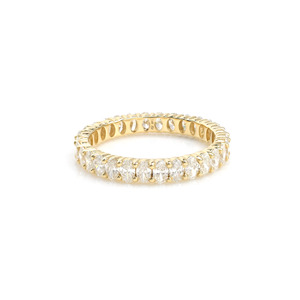 Bague prête à être expédiée, diamant blanc de pureté SI 3x2mm, alliance éternelle en or jaune fin 14k, bijoux empilables pour mariage, pour mariée, taille US-7 - Product Image 5