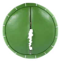 Pouf ottoman marocain moderne en cuir vert, fait main, portable, coussin de sol réglable, repose-pieds brodé pour appartement et hôtel