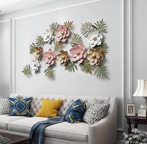 Grande sculpture murale en métal 3D à motifs floraux, idéale pour la décoration du salon, de la chambre, de l'hôtel et du restaurant, vente en gros depuis l'Inde - Product Image 1