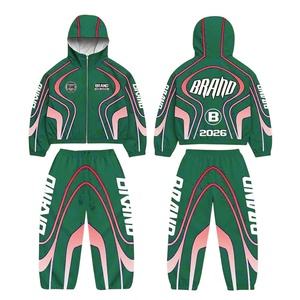 Brand Tracksuit Set <b>Men</b> Women Blue Geometric Print Hooded Zipper Full Sleeve <b>Joggers</b> Sporty Winter Quick Dry <b>Polyester</b> - Product Image 4