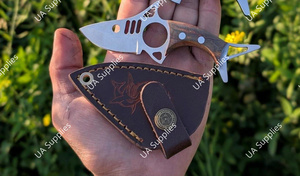 มีดทำมือเหล็ก D2 สแตนเลส ทรงดรอปพอยต์ พร้อมปลอกมีด ตีขึ้นรูปด้วยมือ สำหรับพกพา ตั้งแคมป์ ล่าสัตว์ คมกริบ ใบมีดคงที่ d2 - Product Image 5