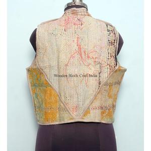 Gilet en coton tricoté vintage pour femme, style indien patchwork, multicolore, respirant, épaisseur standard, pour l'hiver - Product Image 5