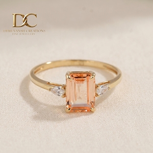 แหวนทองคำแท้ 14KT คลาสสิก รับรองโดย IGI ประดับเพชรเพาะเลี้ยงและมอร์แกไนต์เพาะเลี้ยง เครื่องประดับหรูหราสำหรับงานแต่งงานและงานเลี้ยงสำหรับผู้หญิง - Product Image 4