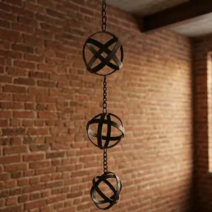 Modern Metal Aluminum <b>Orb</b> Chain Hanging Decor Galvanized Steel Outdoor <b>Garden</b> Art - Product Image 1