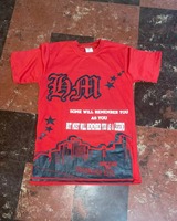 T-shirt blu da uomo DM Street Style con stampa urbana e citazione ispiratrice, vestibilità regular, manica corta, girocollo, in jersey di cotone