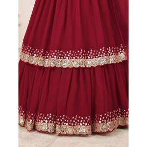 <b>Red</b> <b>Sequins</b> Georgette Wedding Lehenga Choli for Women - Product Image 1