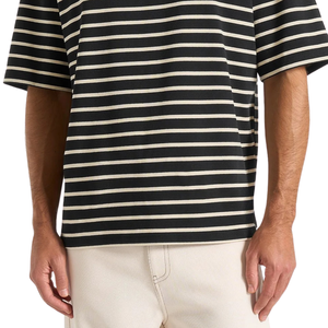 T-shirt rayé à col rond et manches courtes pour homme, coupe décontractée, rayures horizontales, décontracté, quotidien, vente en gros, personnalisé, OEM, en jersey de coton - Product Image 6