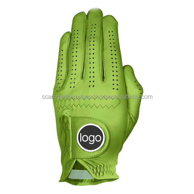 Guantes de golf con logotipo OEM Cabretta Cuero Hombres Logotipo personalizado Embalaje Color Paquete Peso Material Personas Origen Días de muestra MOQ