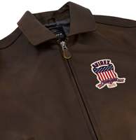 Veste bomber d'hiver pour homme Avirex, en cuir de vache véritable, imperméable, coupe-vent, respirante, broderie streetwear, édition limitée