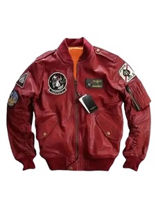 แจ็คเก็ตบอมเบอร์หนังสีแดงของ Carrier Air Wing - Product Image 1