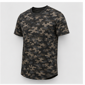 Custom <b>Charcoal</b> Khaki Compressed Rock Camouflage Print Mens Short Sleeve Crew Neck <b>T</b>-<b>Shirt</b> MTS-CAMO-0023 - Product Image 3