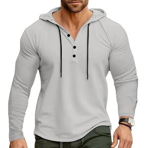 Vêtements de gymnastique décontractés pour hommes T-shirt à capuche à manches longues imprimé surdimensionné en coton Joggers de musculation Maillots de sport décontractés Fitness Joggers - Product Image 4