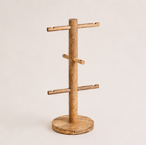 Wholesale Wooden Mug <b>Tree</b> <b>Stand</b> 6-Hook Space Saving Coffee Cup Holder With Stable Base Modern Rustic Kitchen Countertop On Sale - Product Image 5