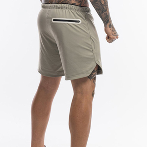 Shorts de musculation kaki pour hommes en gros – Shorts d'entraînement à séchage rapide, coupe ajustée, avec fentes latérales et cordon de serrage à motifs - Product Image 2