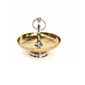 Soporte de pastel de aluminio de 3 niveles martillado niquelado con asa fácil de llevar Soporte de fruta de aluminio Soportes Herramientas de pastel de La India - Product Image 6