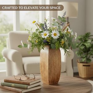 Vase à fleurs ovale moderne en bois, décoration de mariage, centre de table pour salon, table à manger - Product Image 3