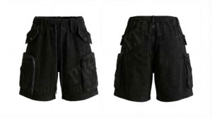 Shorts cargo vintage de qualité supérieure, taille élastique, cordon de serrage, multi-poches, fermeture éclair, séchage rapide, respirant, confortable, en coton - Product Image 6