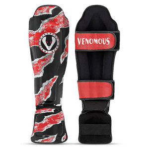 Espinilleras Venomous Viper de Color Personalizado, de Cuero, para MMA, Muay Thai, Kickboxing, Protección Profesional, Ligeras y Ajustables - Product Image 1