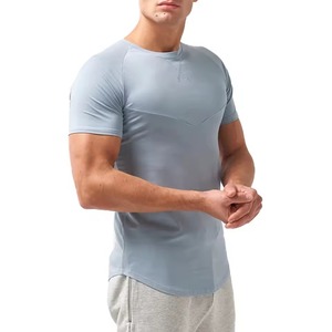 T-shirt de sport pour homme de haute qualité, coupe ajustée et séchage rapide, respirant, pour l'entraînement et la course, tissu tissé avec impression sérigraphique - Product Image 1