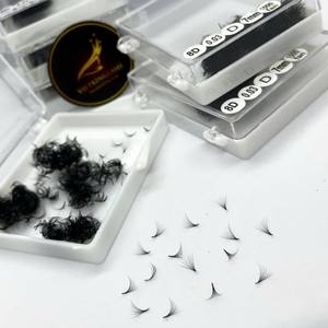 Extensions de cils préfabriquées en éventail 0.07 0.05 CC/DD/M/L Curl Premium 3D-8D, faites à la main, naturelles, longues, noires mates, en cheveux synthétiques - Product Image 2