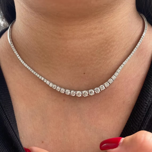 Luxury Rhodium Plated Moissanite Tennis Necklace Sparkling Round Cut <b>Choker</b> Elegant Bridal Jewelry Party Statement Gift Piece - Product Image 1