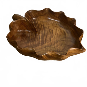 Wood Serving Bowl For Salad <b>Pasta</b> Fruit Serving Leaf Stylish Eco Friendly Kitchen And Dining Essential Accessories - Product Image 1