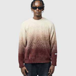 Pull en maille moelleuse à col montant pour l'hiver, vente en gros |   Coloris unis effet ombré |   T-shirt à manches longues pour homme en mohair brossé, séchage rapide, 500g - Product Image 3