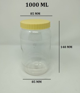 Conteneur de stockage d'aliments pour animaux de compagnie en plastique PP transparent de 1000 ml, moulé par injection, durable, écologique, avec couvercle hermétique jaune - Product Image 2
