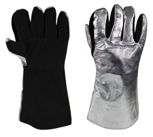 Heavy Duty Industrial Aluminized Spark Resistant Split Leather Safety Cuff TIG Welding <b>Gloves</b> Anti-Cut Anti-Vibration Heat Nomex - Product Image 2