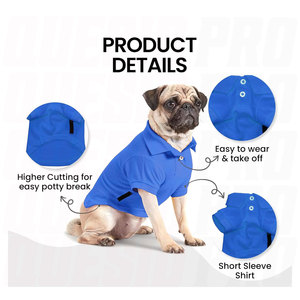 Camiseta Polo para Perro, Clásica, Azul, de Algodón, con Cuello y Botones, Suave y Transpirable, Camiseta para Cachorro, Cómoda para el Verano - Product Image 3