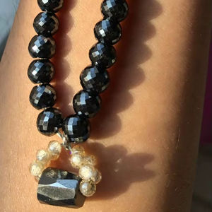 Cuentas de Moissanita Redondas Negras de 6mm con Corte Brillante para Pulsera y Collar - Product Image 1