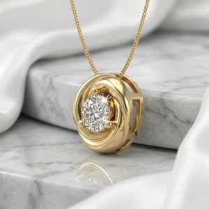 Collar Solitario con Diamante Cultivado en Laboratorio de Corte Brillante Redondo de 0.80CTW en Oro de 9k con Engaste de Cuatro Puntas y Cadena Fina Certificada - Product Image 2