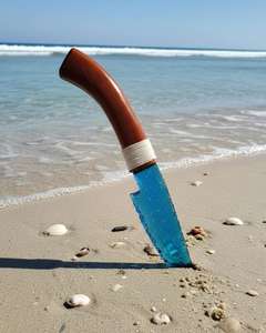 Couteau-lance en cristal de verre bleu - Lame en forme de cœur Reiki noire naturelle faite à la main, pointe de flèche, poignard cérémoniel - Prix de gros - Product Image 2