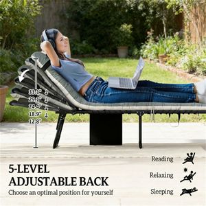 Sedia a Sdraio Pieghevole da Esterno per Cortile, Solo Lettino Prendisole - Product Image 3