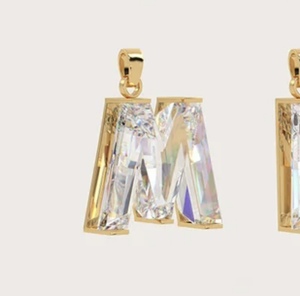 M Diamond Vintage IGI Certified Pendant Gold Plated Luxury Charm Unisex Wedding <b>Gift</b> Everyday Wear - Product Image 1