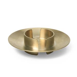 เชิงเทียนทรงเสาทองเหลืองขัดเงาสไตล์ร่วมสมัย ถาดโลหะทรงกลมเรียบหรู ที่วางเทียนสีทองหรูหรา ของตกแต่งโต๊ะบ้าน โรงแรม งานศิลปะ - Product Image 2