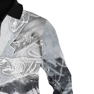 เสื้อเชิ้ตตกปลาแขนยาวสำหรับผู้ชาย พิมพ์ลายแบบซับลิเมชั่น แห้งเร็ว คอกลม สวมใส่สบายๆ สำหรับกิจกรรมกลางแจ้ง ลายรูปปลา - Product Image 5