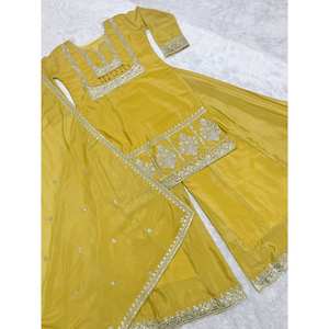 Ensemble haut et plazzo de créateur pour femme avec Dupatta fantaisie - Product Image 3