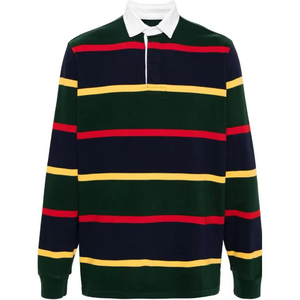 Premium Custom Men Rugby Polo <b>tShirt</b> <b>Long</b> Sleeve Striped Casual Cotton Blend Collar Sweatshirt Vintage Classic Horizontal Strip - Product Image 6