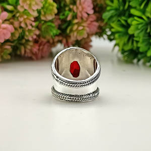 Natural Garnet <b>Ring</b> January Birthstone Deep Red Gemstone Jewelry Vintage Style Garnet <b>Ring</b> Handmade Gift for Her - Product Image 3