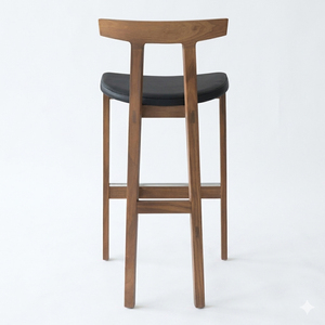 Indonesian Teak Wood Durable Mid-Century Commercial Use Modern Nadhifa Teak Bar Chair Bar <b>Stool</b> <b>Cushioned</b> Oscar Leather Sea - Product Image 3
