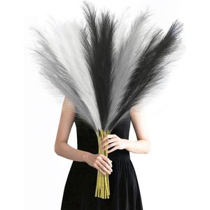 8 Piezas de Decoración de Hierba de Pampas Artificial Negra, 35 Tallos de Hierba de Pampas Artificial Esponjosos y Altos, Flor Blanca, Planta Artificial Grande - Product Image 1