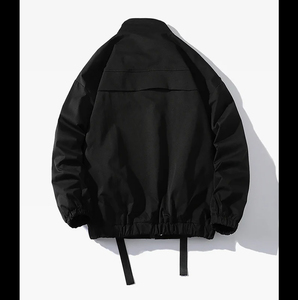 <b>Men</b> <b>White</b> Hard Shell <b>Jacket</b> Oversized Fit Stand Collar Button Closure With Pockets Water Resistant All Seasons Outdoor Wear - Product Image 3
