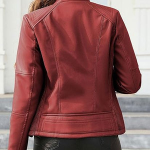 Women's 100% High Quality Sheep Skin Leather Regular Breathable Winter Blouson Jacket Cotton Filling New Stylish <b>Fabric</b> - Product Image 6