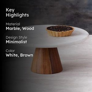 Eco-Friendly Handmade Round <b>Cake</b> <b>Stand</b> Wood & <b>Marble</b> Material - Product Image 2