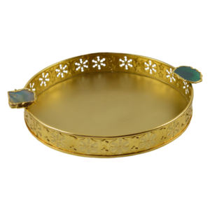 Ensemble de plateaux de service dorés modernes, complet avec tous les accessoires, pour la maison, les mariages, les restaurants, design de vaisselle arrondie, prix de gros - Product Image 3