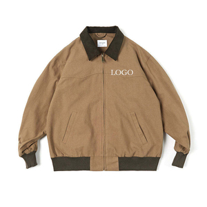 Veste en toile décontractée vintage pour homme, style workwear, avec col montant et logo frontal, option logo personnalisé, coupe-vent - Product Image 6