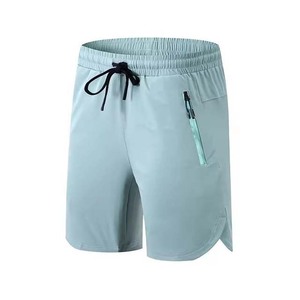 Men's Blue Quick Dry <b>Shorts</b> With <b>Zipper</b> Pocket Drawstring Waist Casual Sport Wear - Product Image 3