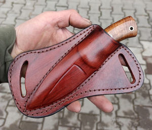 Magnifique couteau de chasse pliable multifonction en acier à haute teneur en carbone, léger, avec manche en bois et étui en cuir, tailles personnalisables, OEM - Product Image 1