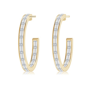 Pendientes de Aro de Oro de 10K, 14K, 18K y Plata 925 con Diamantes, Corte Baguette, Joyería de Lujo para Uso Diario para Mujer, Vaayu Jewels - Product Image 4